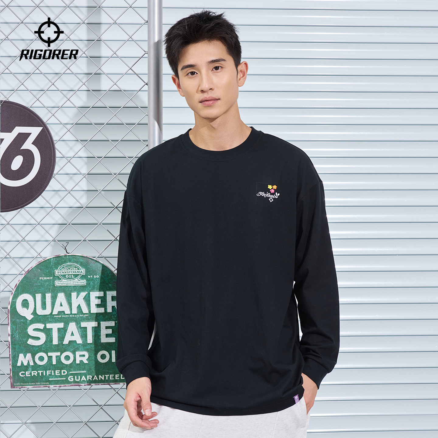 准者投篮运动长袖T恤男秋季新品索罗娜跑步训练美式宽松透气上衣