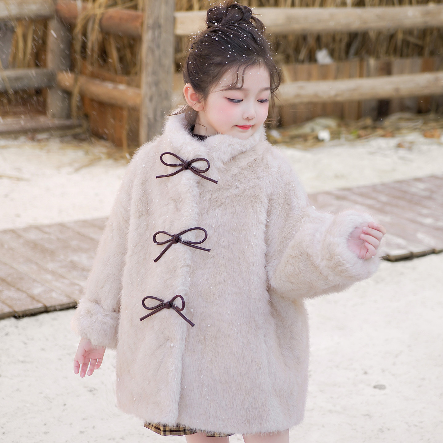 女童冬装毛毛外套2025冬季新款皮毛一体儿童女孩洋气宝宝加厚棉衣,淘宝优惠券,粉丝福利购,淘宝优惠卷