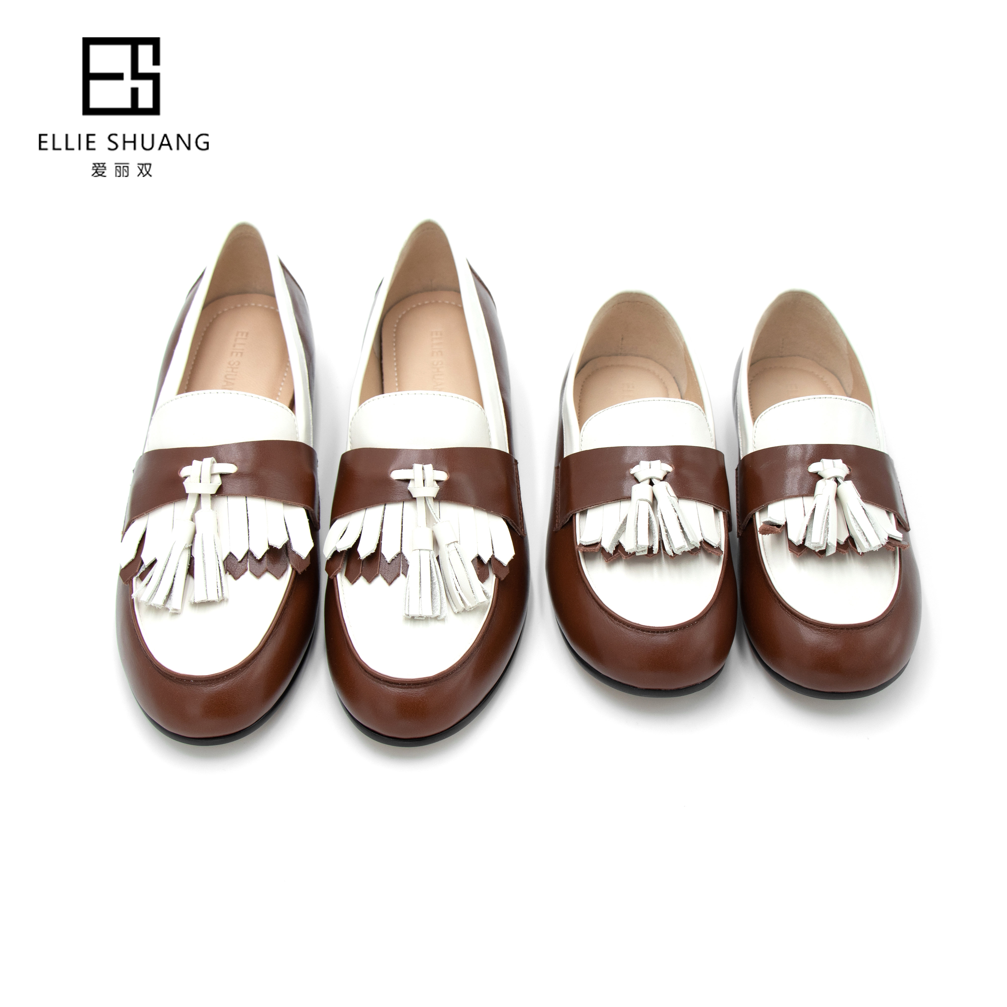 ELLIE SHUANG爱丽双亲子系列乐福鞋新款法式单鞋百搭英伦小皮鞋 - 图0