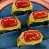 Natural South Red Agate Saddle Ring Vasi Full Color Full Flesh Fashion Exquisite Gemstone Opening Adjustable for Men and Women