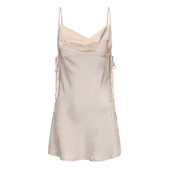 雅小姐性感睡衣春夏女小胸提花刺绣高档荡领吊带睡裙家居服套装