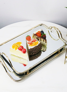 金属玻璃镜面蛋糕托盘，客厅装饰