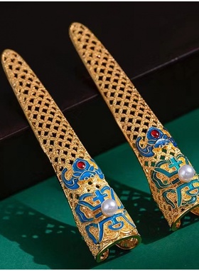 国潮百搭镀金纯手工编织铜钱纹花