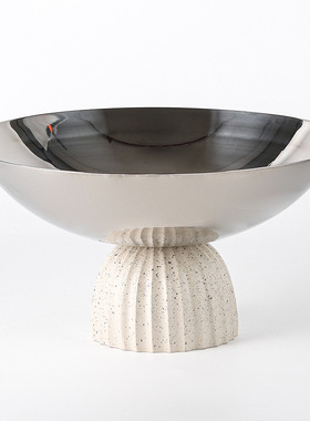 网红高脚水果盘家用客厅茶几餐桌零食盘轻奢摆件样板房售楼处饰品