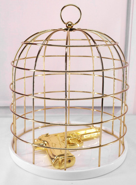 欧式金属铁艺金色鸟笼软装花器摆件装饰笼糕点盘客厅玄关软装饰品