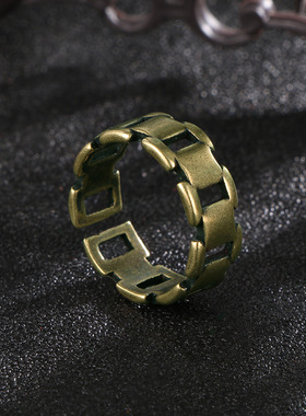 复古黄铜戒指，个性指环设计