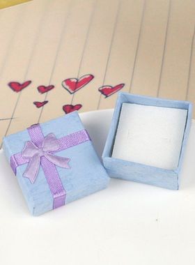 糖果色戒指盒创意4x4小首饰礼品盒蝴蝶结可爱节日礼物首饰盒配件