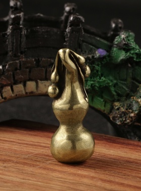 手工黄铜葫芦挂坠，仿古小铜器，