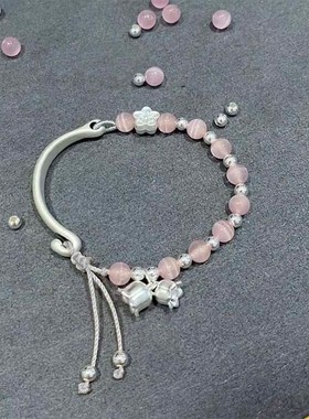 网红古风猫眼石福牌铃兰桃花手镯