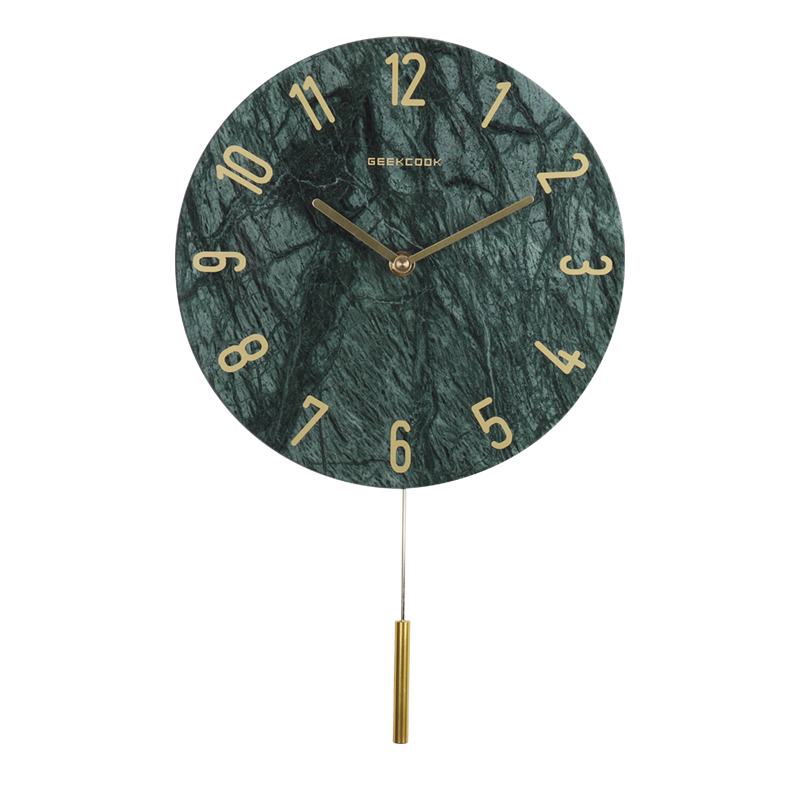 北欧轻奢挂钟大理石表静音摇摆钟客厅家用简约现代北欧风钟表奢华 - 图3