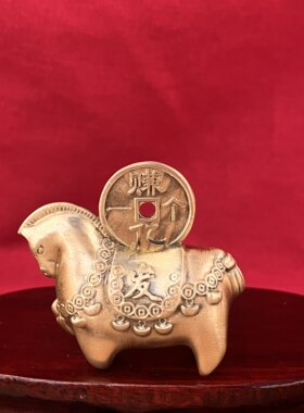 黄铜马上有钱新年吉祥摆件