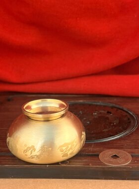 黄铜聚宝盆招财风水摆件