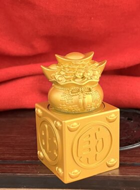 玉玺福袋招财360°旋转摆件