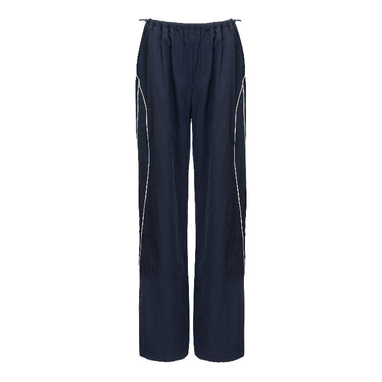 Bettychow 藏蓝色翘臀阔腿裤运动裤美式学院百搭时髦直筒休闲裤,淘宝优惠券,粉丝福利购,淘宝优惠卷