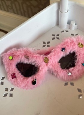 抖音同款网红猫眼毛绒眼镜