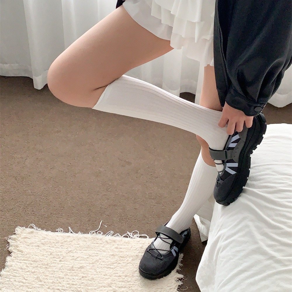 秋冬安哥拉红双针小腿袜女潮流显瘦酒红色及膝袜竖条纹网红堆堆袜,淘宝优惠券,粉丝福利购,淘宝优惠卷