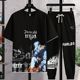 Summer Fashion Teen Leisure Sports Set Men Junior High School Student Trendy Short Sleeve T-shirts Men Handsome Big Children