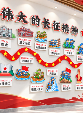 长征精神教室校园文化墙贴爱国