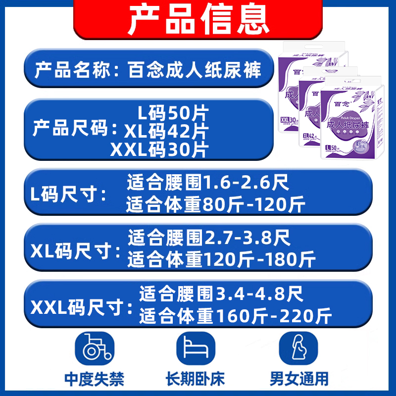 成人纸尿裤老人用粘贴式男士专用老年人尿不湿女士护理垫防漏尿片 - 图2