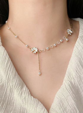 森系小众设计感雏菊花朵项链