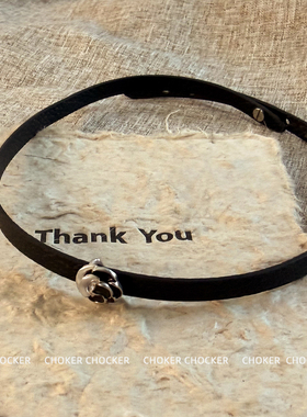 CHOKER皮革玫瑰锁骨链