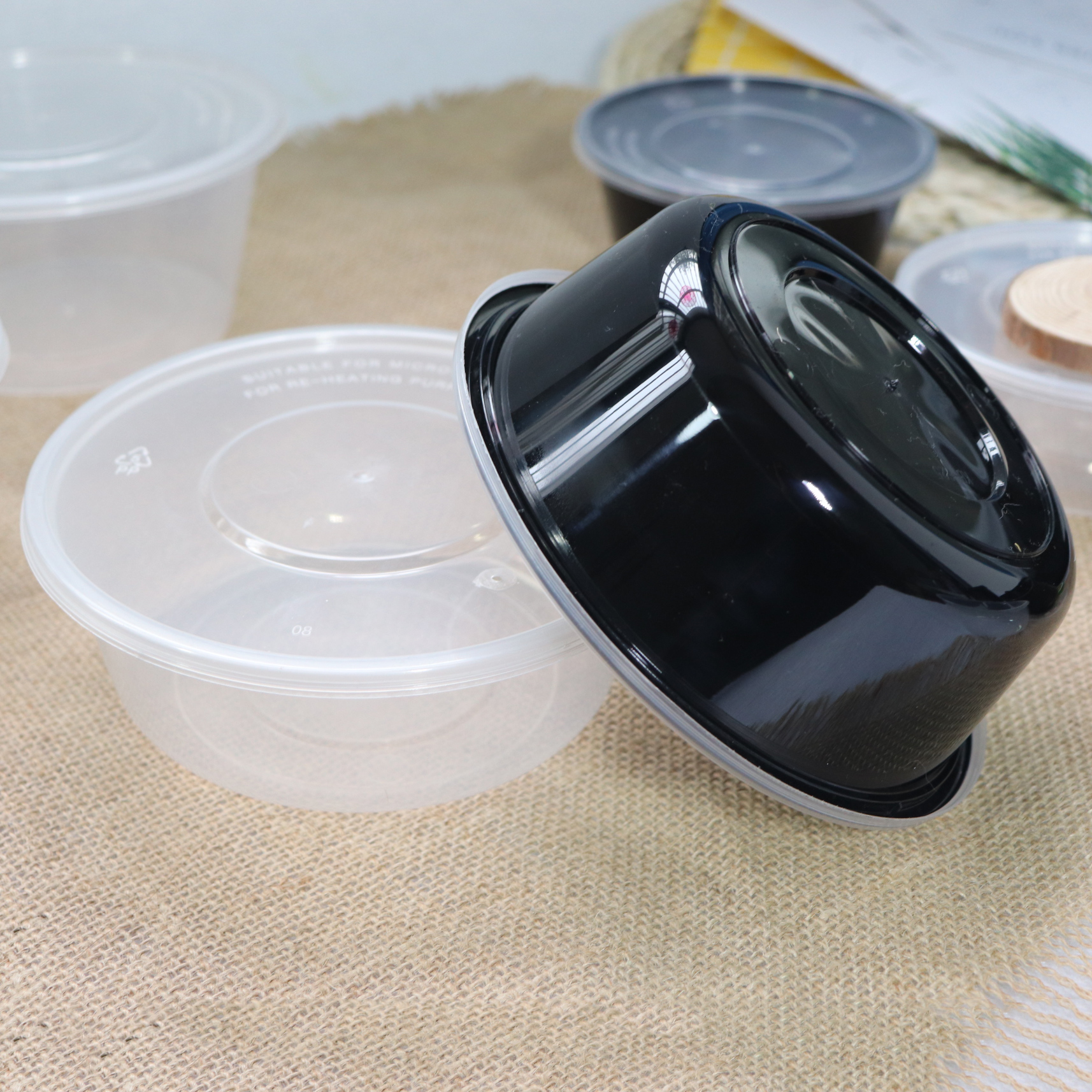 加厚透明一次性外卖米饭打包餐盒密封圆形小碗汤碗甜品盒整箱带盖