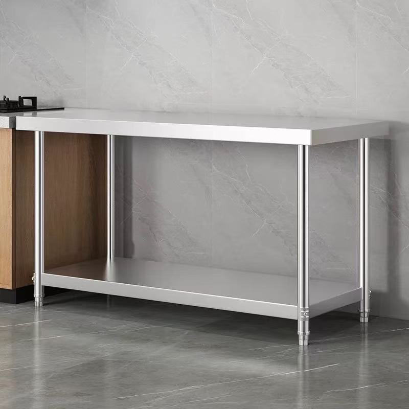 特厚不锈钢304工作台双层三层厨房操作台工厂打包台打荷台切菜台 - 图3