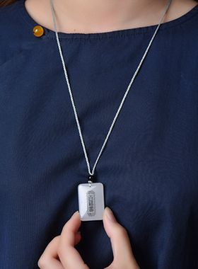 男女金丝玉白玉百福牌玉吊坠挂件