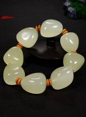 男女和田玉籽料原石手串玉石手链