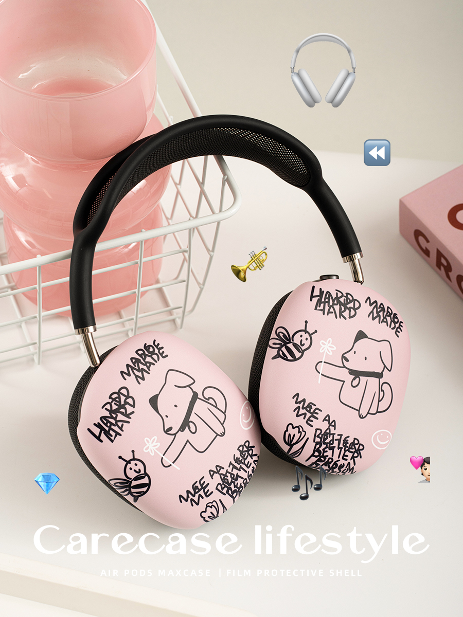 CARECASE 原创适用苹果AirPods Max菲林保护壳头戴式蓝牙耳机壳保护套 韩国进口材质硬壳卡通插画涂鸦简约