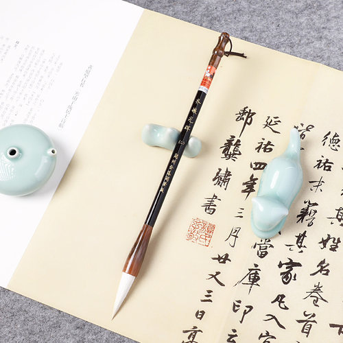 羊毫毛笔套装初学者成人儿童小学生书法专用大楷中号楷书隶属行兼毫练字国画湖州善琏的湖笔正品批发湖羊 - 图3