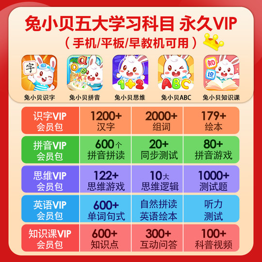 兔小贝智能早教机器人9寸儿童宝宝听儿歌讲故事Ai拼音识字0一3岁6
