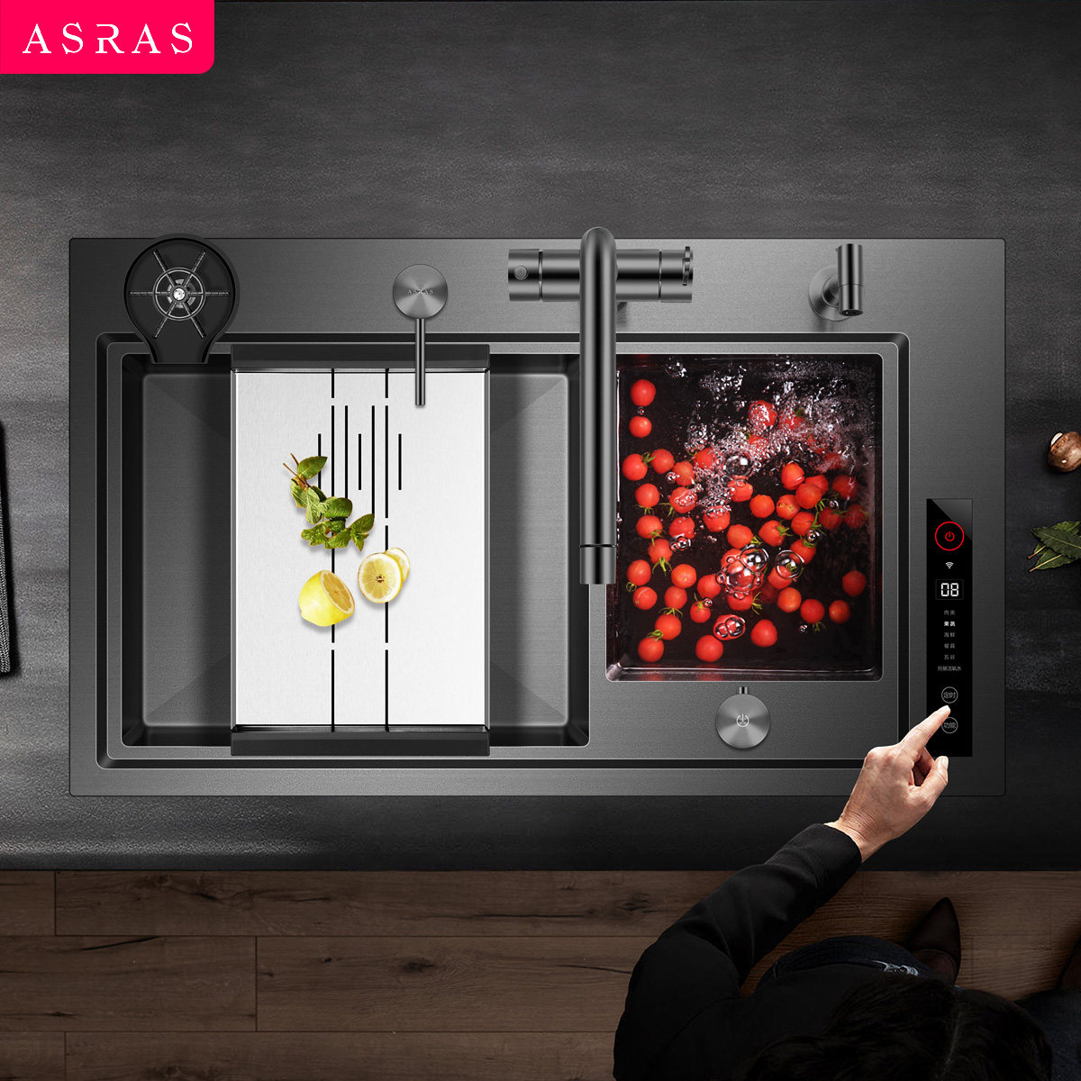 阿萨斯304不锈钢双槽洗菜盆果蔬菜清洗机一体净化多功能纳米水槽,淘宝优惠券,粉丝福利购,淘宝优惠卷