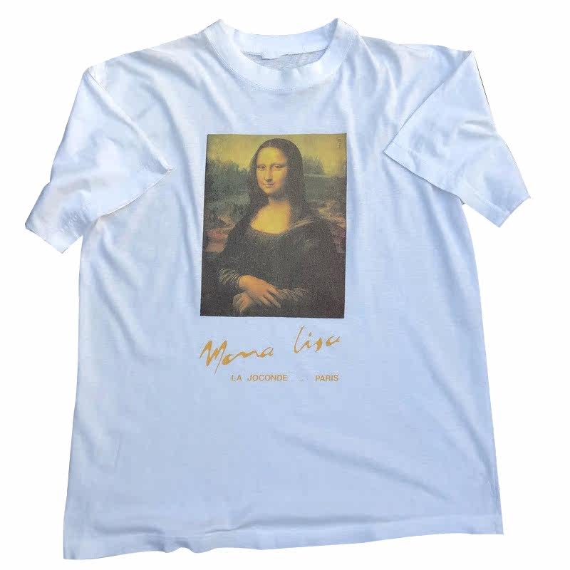 蒙拉丽莎油画风复古Cityboy阿美咔叽重磅短袖美潮宽松男女情侣T恤,淘宝优惠券,粉丝福利购,淘宝优惠卷