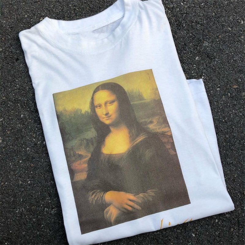 蒙拉丽莎油画风复古Cityboy阿美咔叽重磅短袖美潮宽松男女情侣T恤,淘宝优惠券,粉丝福利购,淘宝优惠卷