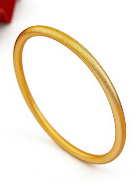 古法素圈沙金手镯仿真黄金越南磨砂4mm实心手镯经典款结婚不掉色