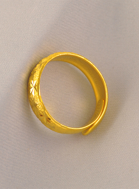 潮男戒指6mm宽可调节指环简约镀24K金色时尚单身食指戒送男友老公