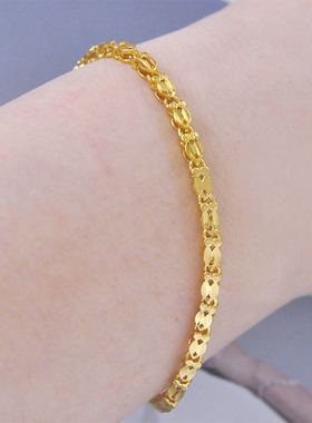 自制双面超值镀24K金色手链仿真黄金女款简约时尚饰品送女友老婆