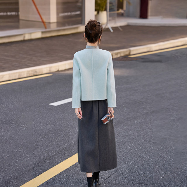 Small fragrance style double-sided wool coat for women short