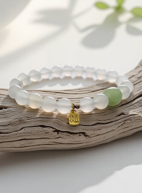 天然白玛瑙玉髓手链女气质