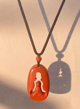 无相佛朱砂红砂悟道朱砂镂空悟道吊坠红砂项链挂件饰品男女项链