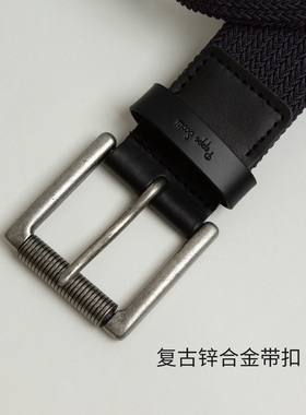 新款男士黑色弹力帆布腰带