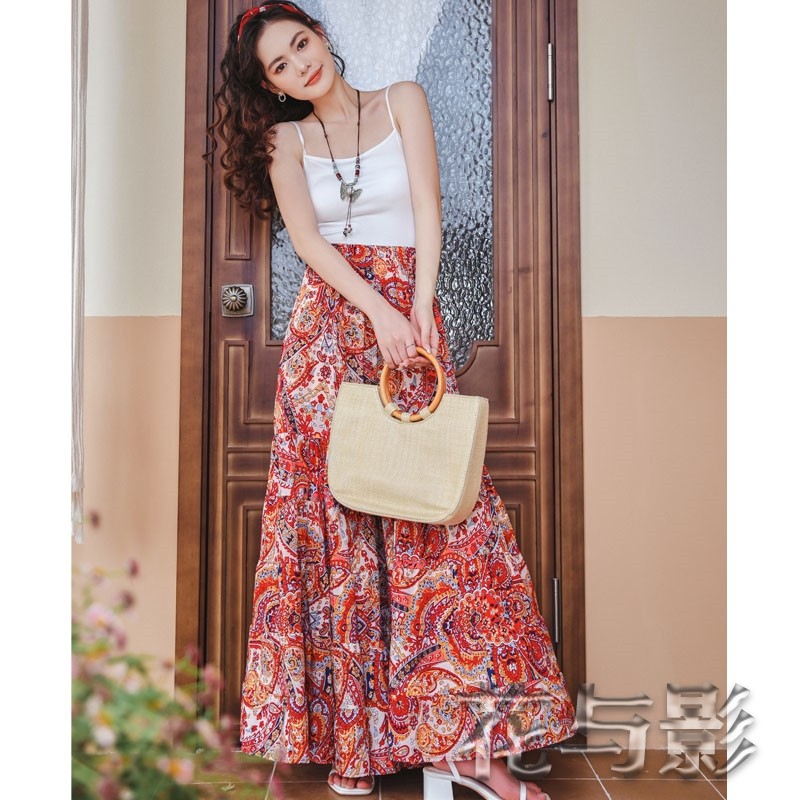 云南民族风吊带阔腿裙裤女高腰复古异域风宽松长款印花裤两件套夏,淘宝优惠券,粉丝福利购,淘宝优惠卷