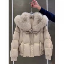 Designer Superior Sensation Super Nice Looking Even Hat Short down Down Clothes Woman Winter 2023 New Real Fur Collar Thick Coat