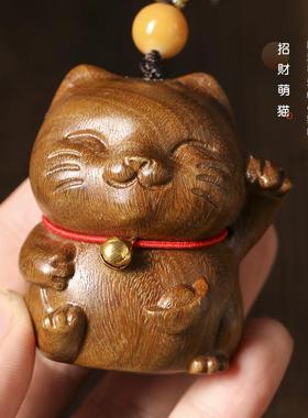 原创花绿石搭配风化菩提珠素雅国潮风文玩手串绿檀可爱萌宠手把件