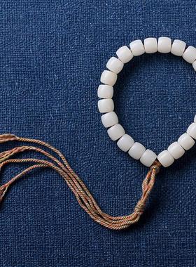 原生态白玉菩提根老型珠桶珠手串手持男女手链文玩佛珠单圈款原籽