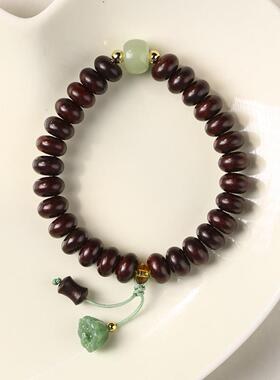 原创小叶紫檀木DIY算盘珠念珠9*5mm素雅国潮穗子手链玉莲蓬木质链