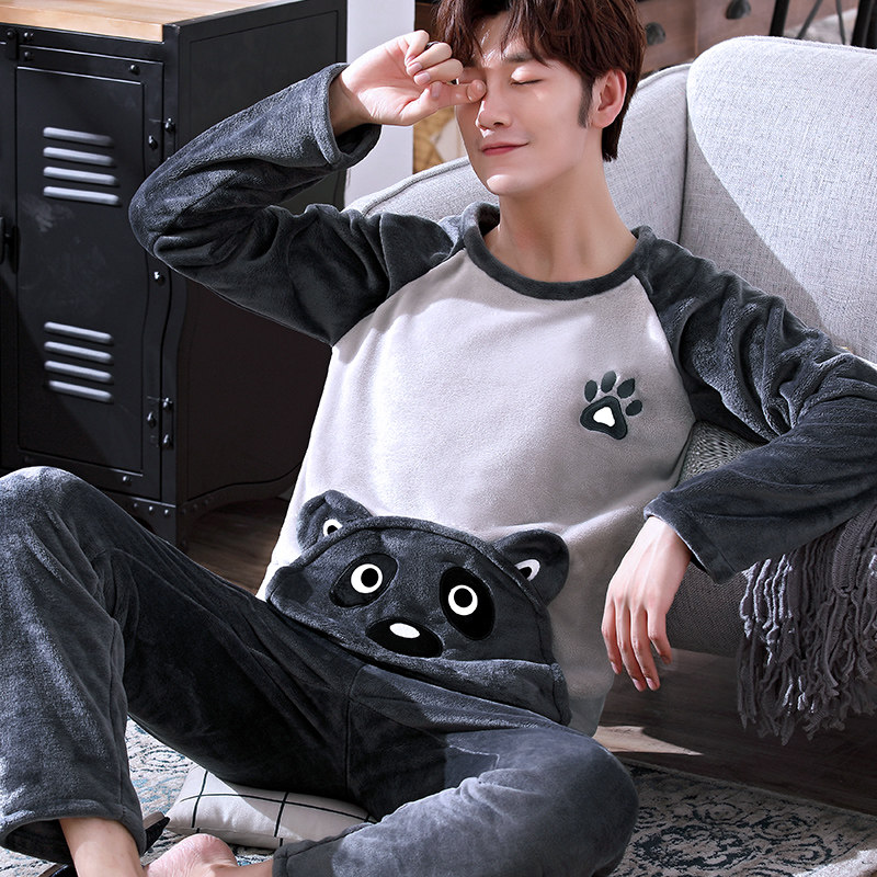 冬季珊瑚绒男士秋冬款青年卡通睡衣 雅岱梦睡衣/家居服套装