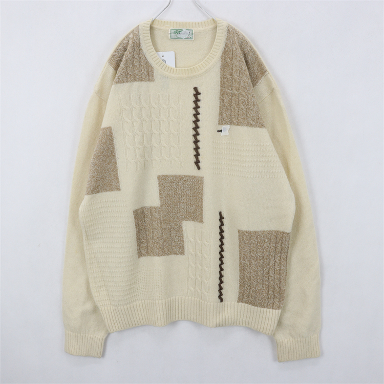 古着Vintage毛衣中古日系小鳄刺绣徽章学院风毛衣A40 - 图1