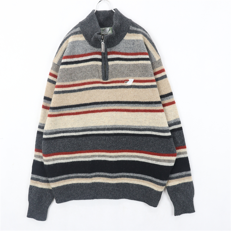 古着Vintage毛衣中古日系小鳄刺绣徽章学院风毛衣A40 - 图0